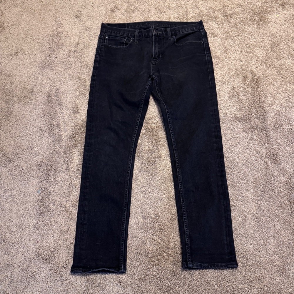 American Eagle Jeans Mens 32x30 Black Denim Slim Pockets Logo Casual